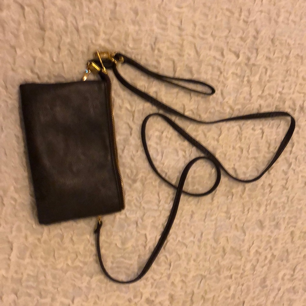 Brown leather wristlet